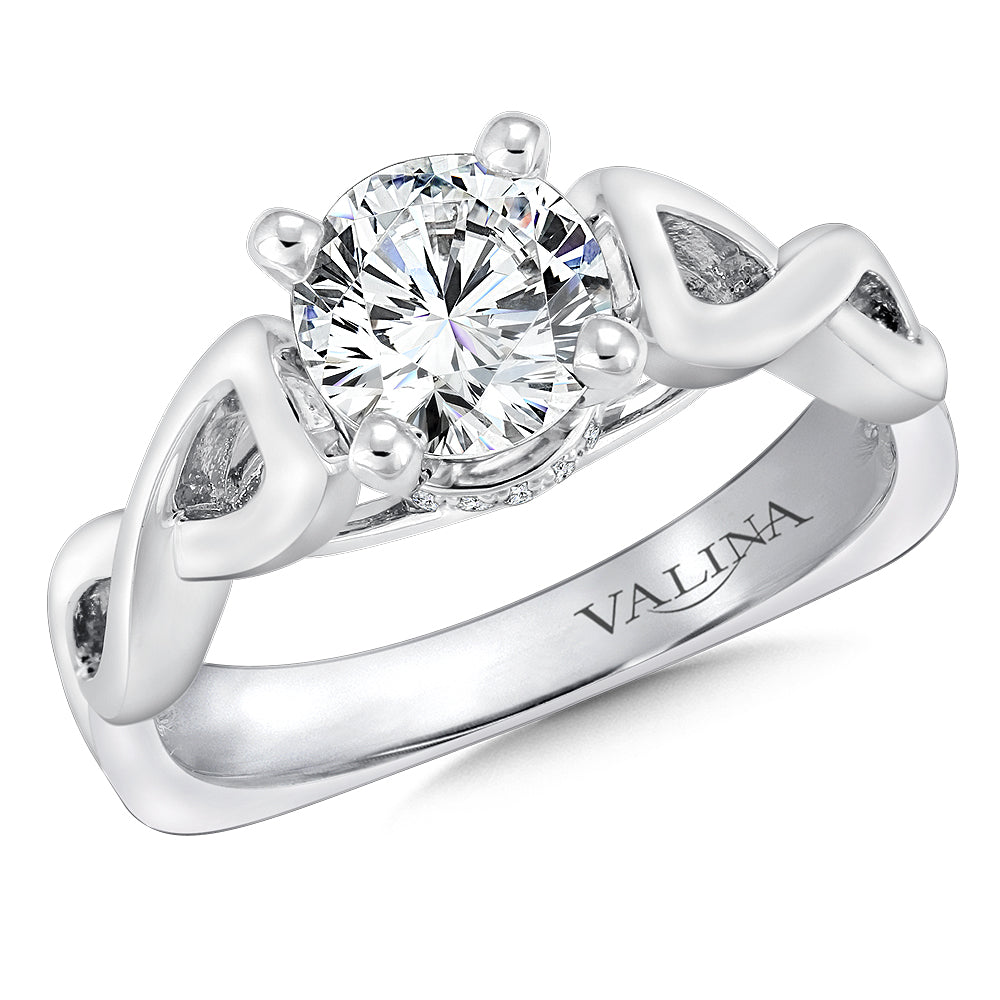 Spiral Style Diamond Engagement Ring — R9257W