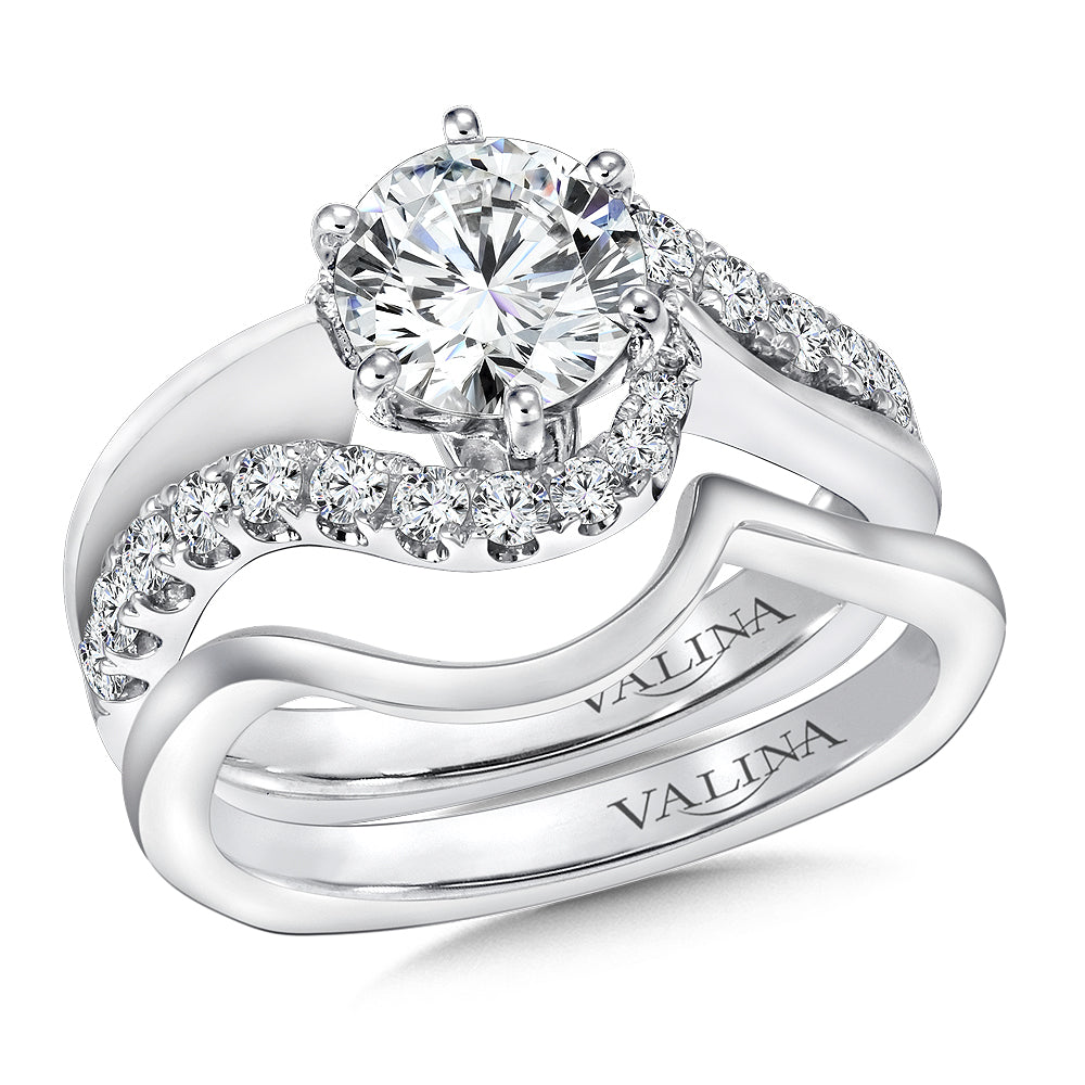 Spiral Style Diamond Engagement Ring — R9295W