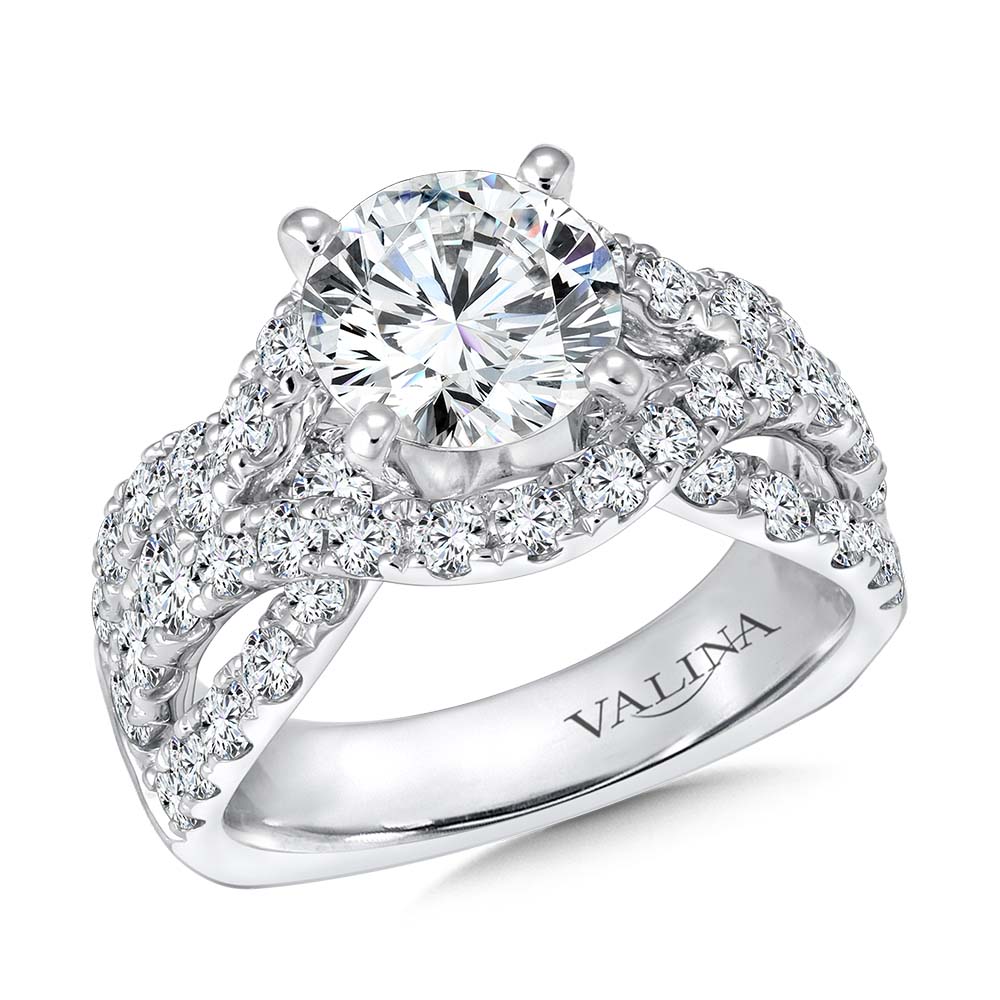 Diamond Engagement Ring with Side Stones — R9303W