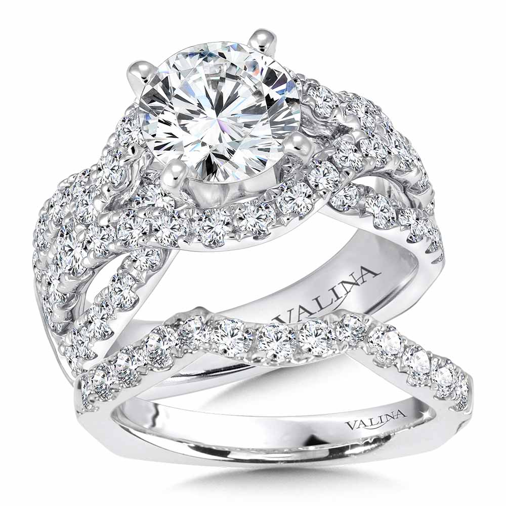 Diamond Engagement Ring with Side Stones — R9303W