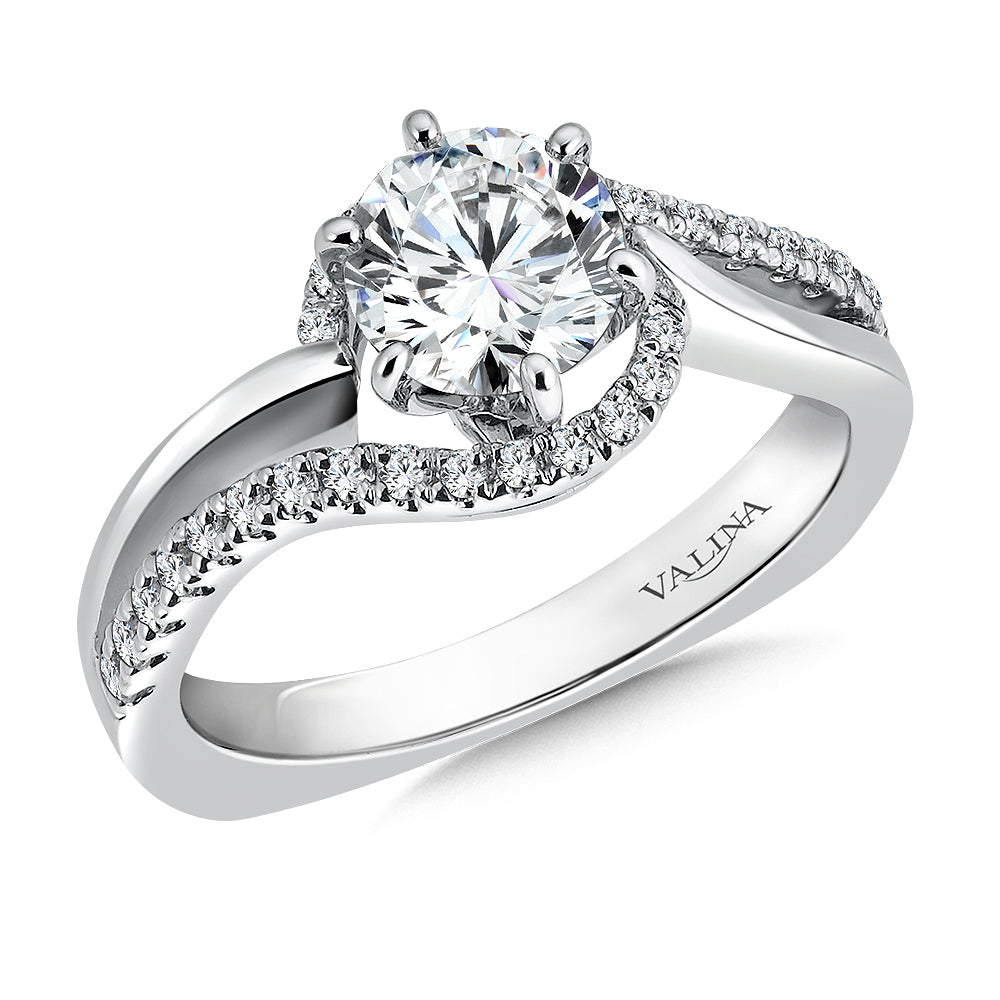 Spiral Style Diamond Engagement Ring — R9306W