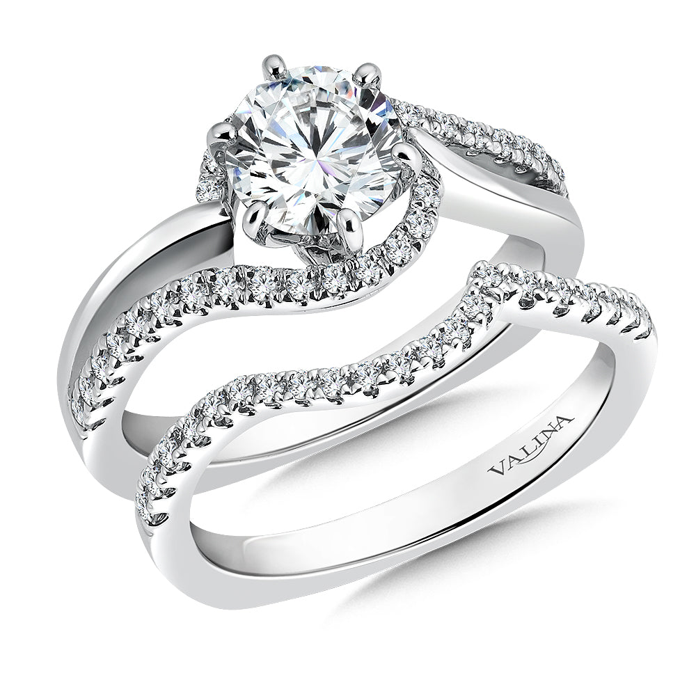 Spiral Style Diamond Engagement Ring — R9306W