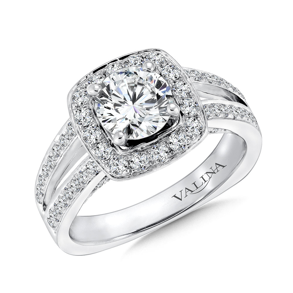 Cushion Shape Halo Engagement Ring — R9309W