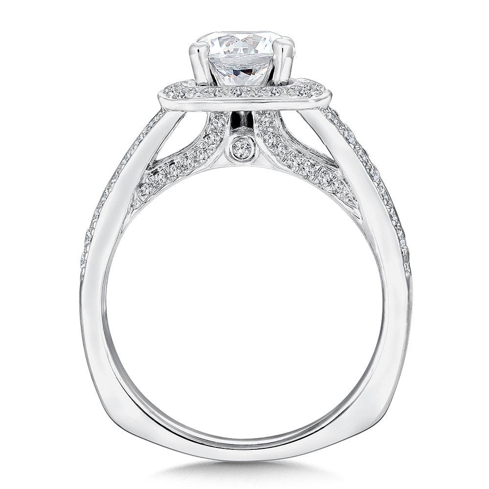 Cushion Shape Halo Engagement Ring — R9309W