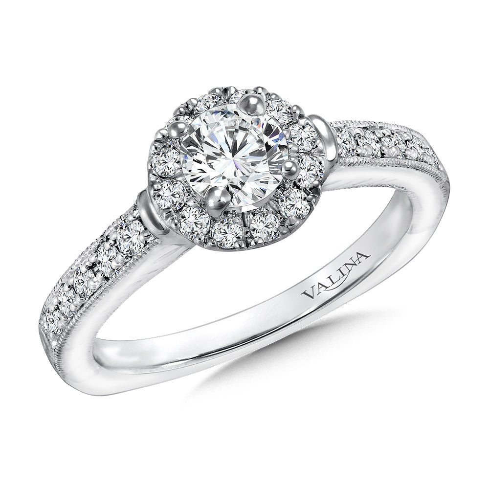 Round Halo Diamond Engagement Ring — R9388W
