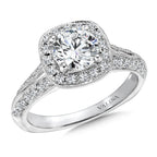 Cushion Shape Halo Diamond Engagement Ring — R9429W