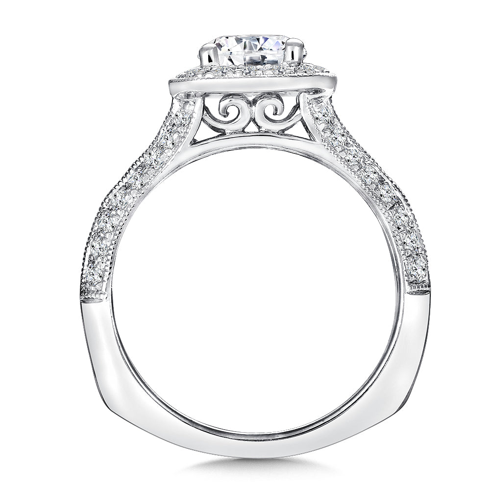 Cushion Shape Halo Diamond Engagement Ring — R9429W