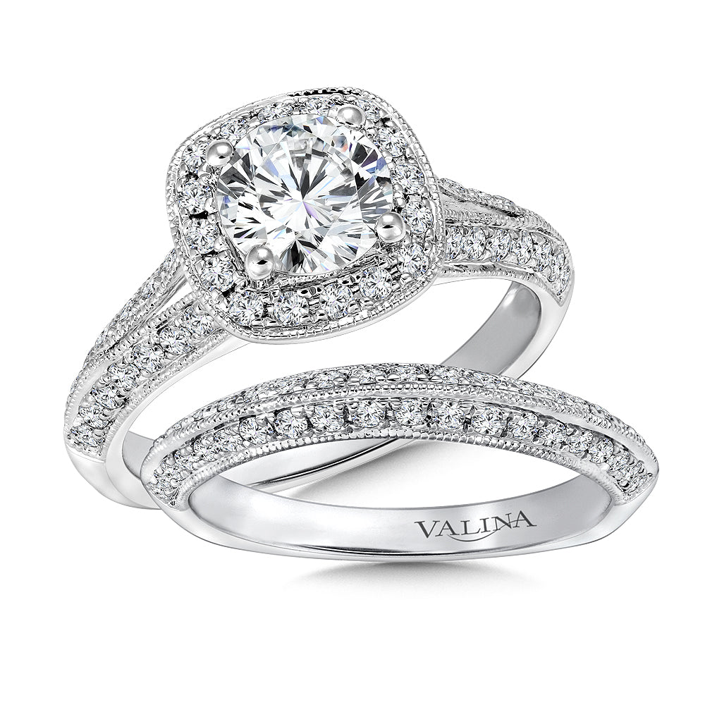 Cushion Shape Halo Diamond Engagement Ring — R9429W