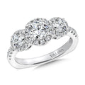 Three stone halo Engagement Ring — R9433W