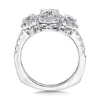 Three stone halo Engagement Ring — R9433W