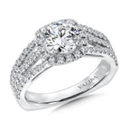Cushion-Shaped Halo Split Shank Diamond Engagement Ring — R9439W