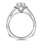 Cushion-Shaped Halo Split Shank Diamond Engagement Ring — R9439W
