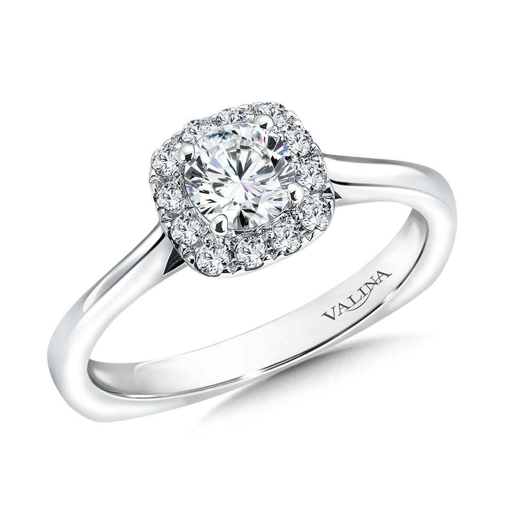 Cushion Shape Halo Diamond Engagement Ring — R9452W