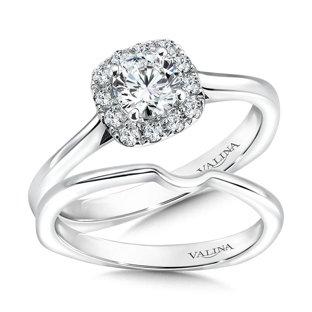 Cushion Shape Halo Diamond Engagement Ring — R9452W