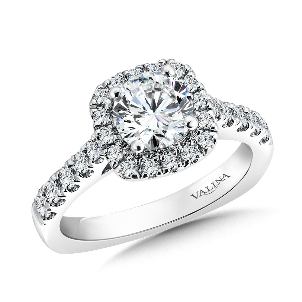 Cushion Shape Halo Diamond Engagement Ring — R9453W