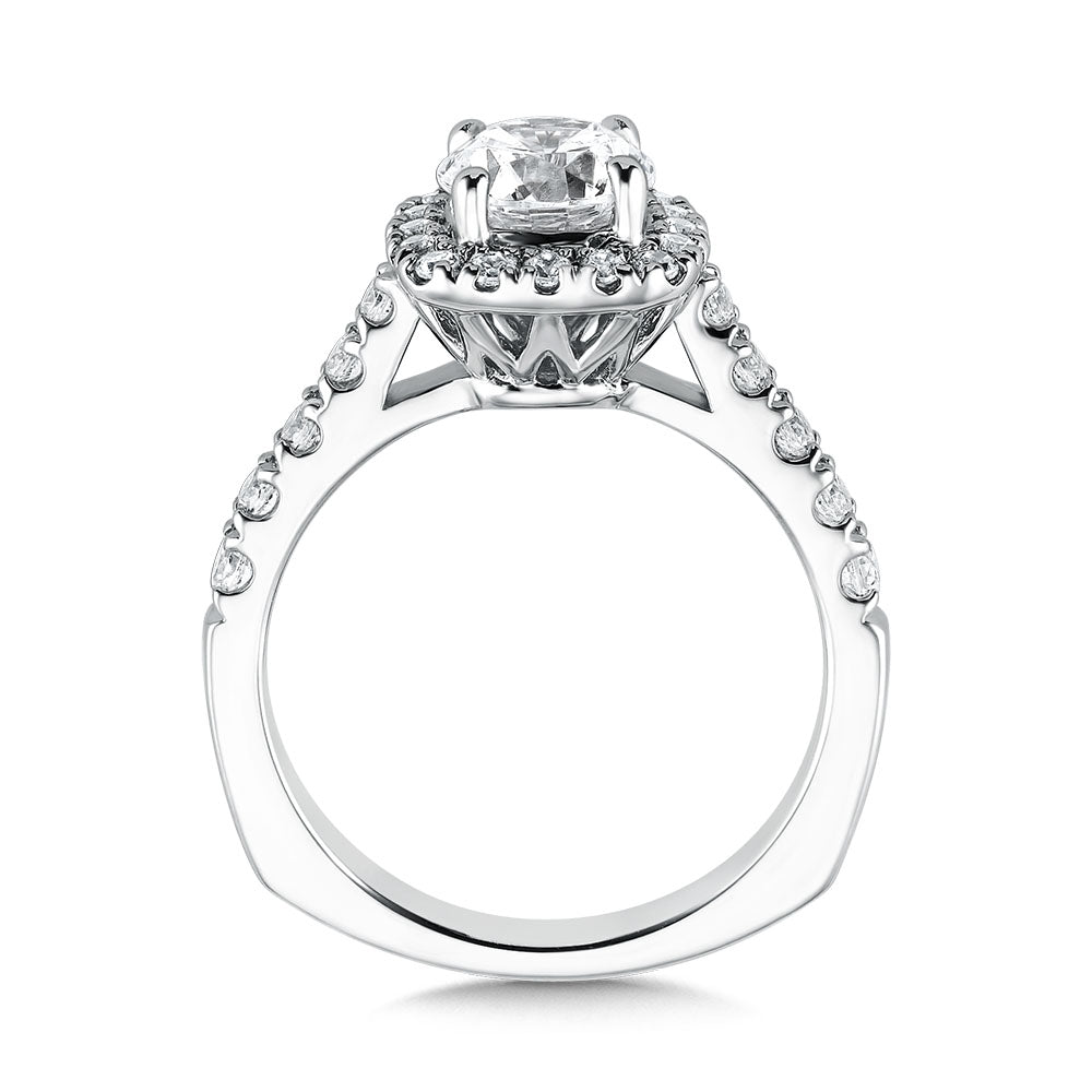 Cushion Shape Halo Diamond Engagement Ring — R9453W