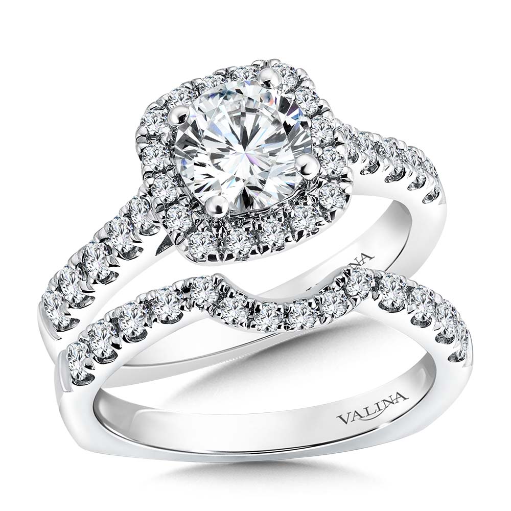 Cushion Shape Halo Diamond Engagement Ring — R9453W