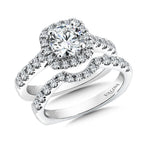 Cushion Shape Halo Diamond Engagement Ring — R9453W
