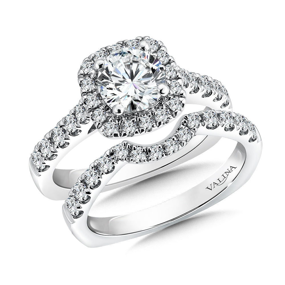 Cushion Shape Halo Diamond Engagement Ring — R9453W