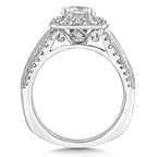 Diamond and Blue Sapphire Halo Engagement Ring — R9520W-BSA