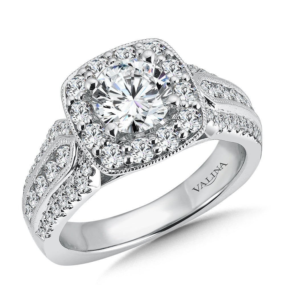 Cushion Shape Halo Engagement Ring — R9520W