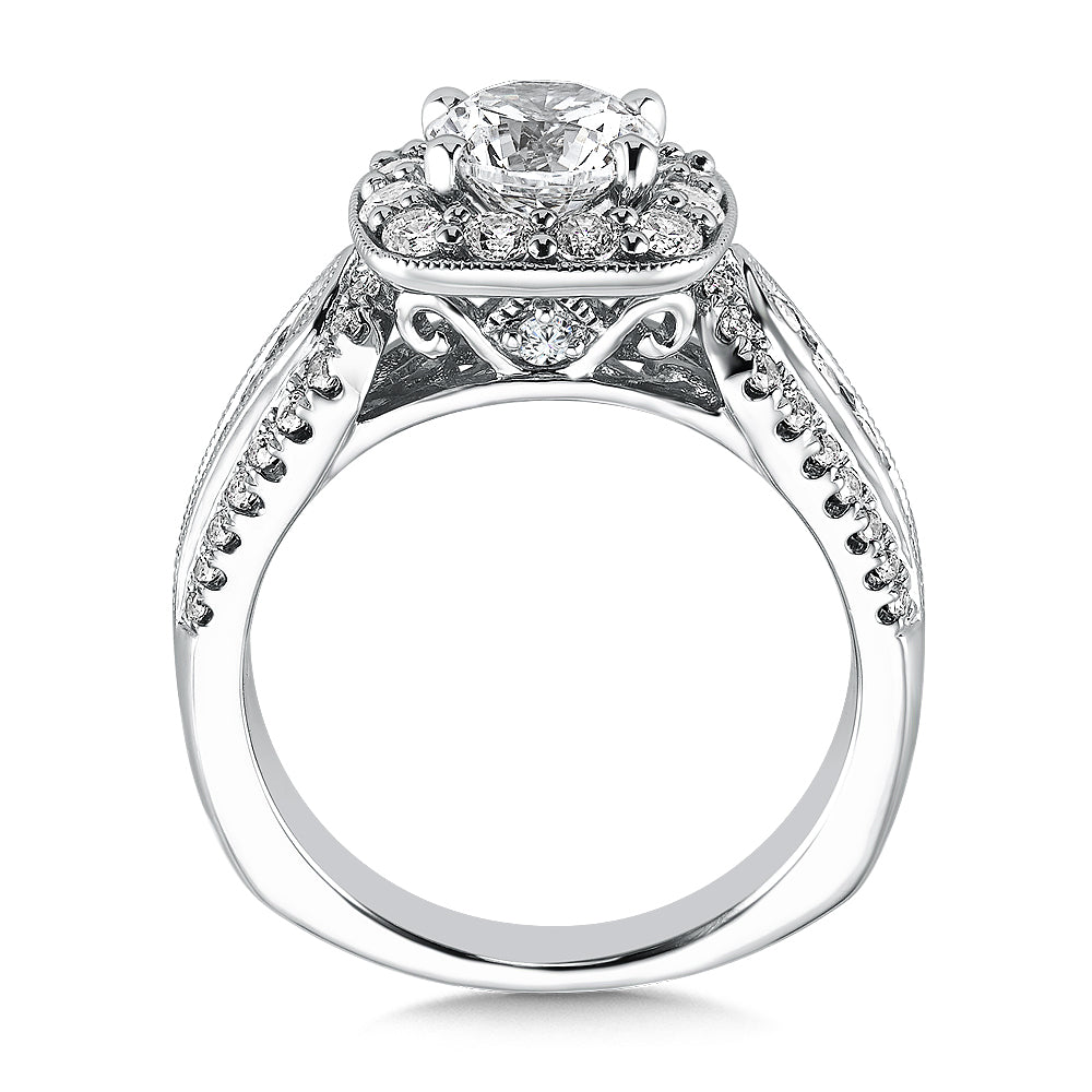Cushion Shape Halo Engagement Ring — R9520W