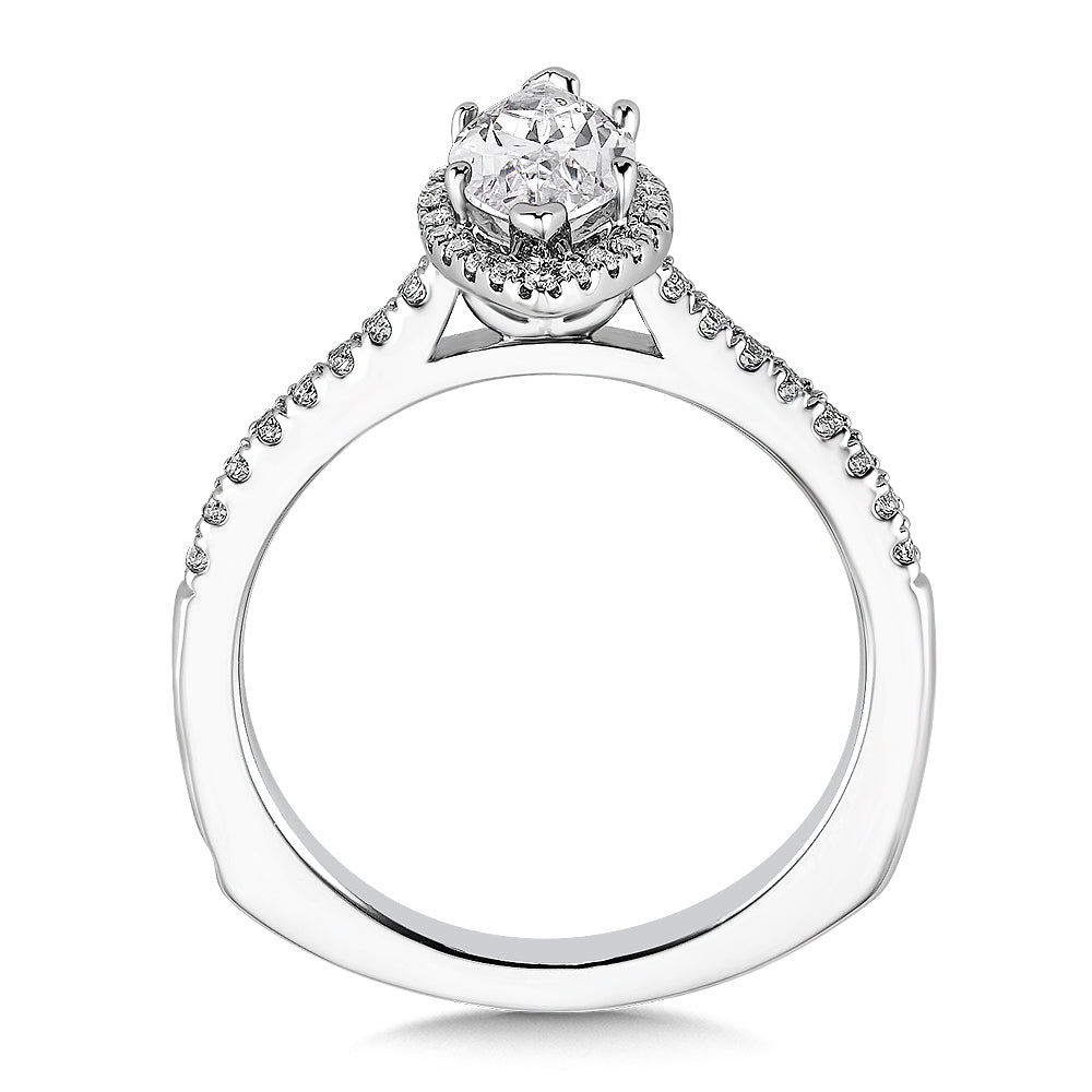 Marquise Shape Halo Engagement Ring — R9524W
