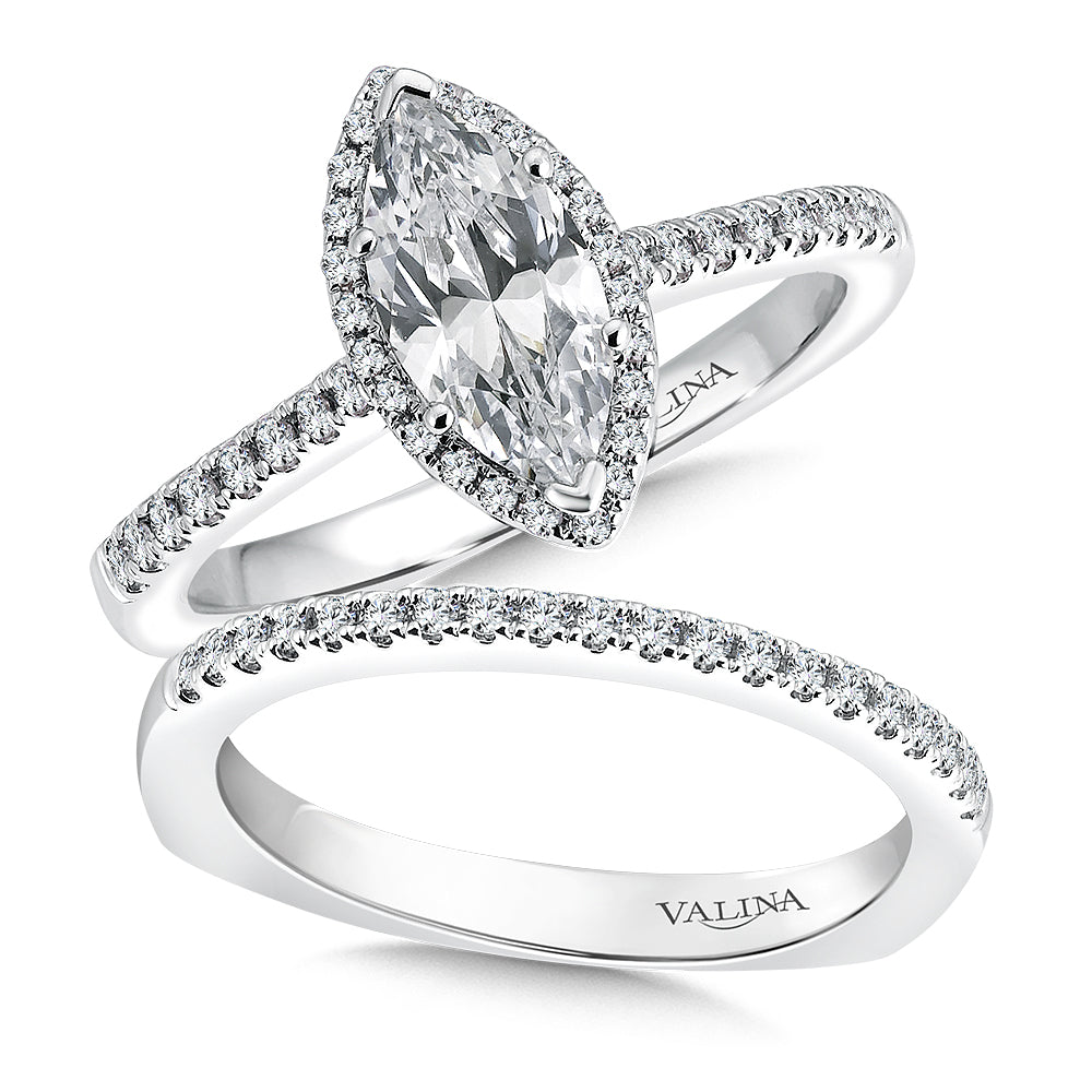 Marquise Shape Halo Engagement Ring — R9524W