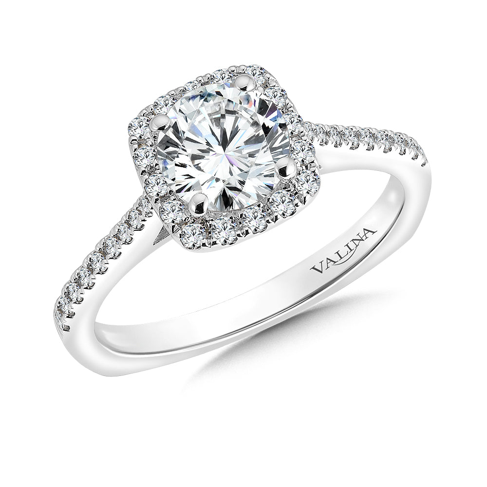 Cushion Shape Halo Diamond Engagement Ring — R9542W