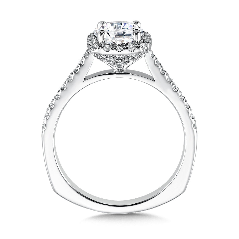Cushion Shape Halo Diamond Engagement Ring — R9542W