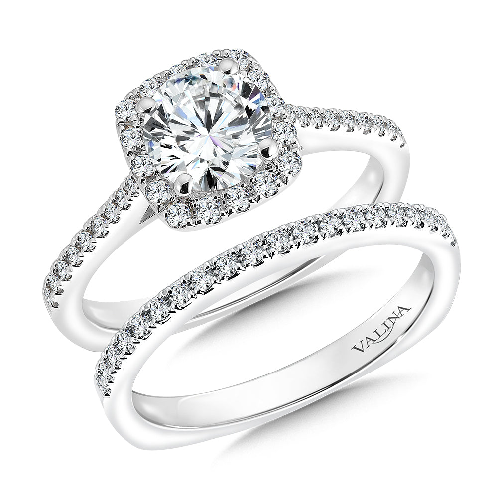 Cushion Shape Halo Diamond Engagement Ring — R9542W