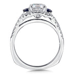 Diamond and Blue Sapphire Halo Engagement Ring — R9617W-BSA