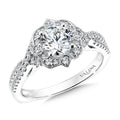 Floral Shape Halo Diamond Engagement Ring — R9619W