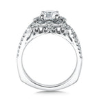 Floral Shape Halo Diamond Engagement Ring — R9619W