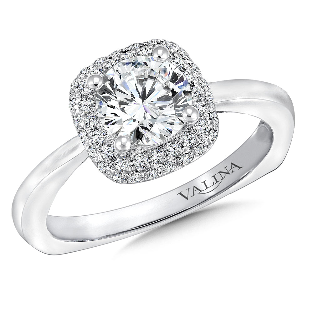 Cushion Shape Halo Diamond Engagement Ring — R9641W
