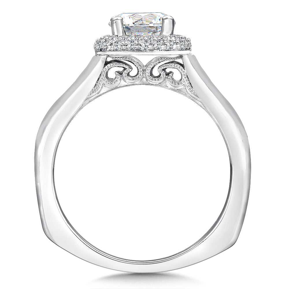 Cushion Shape Halo Diamond Engagement Ring — R9641W