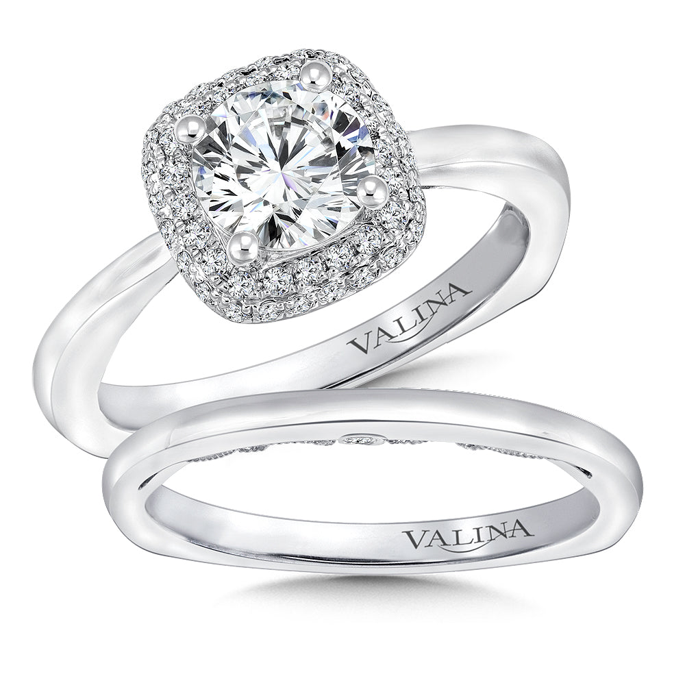 Cushion Shape Halo Diamond Engagement Ring — R9641W