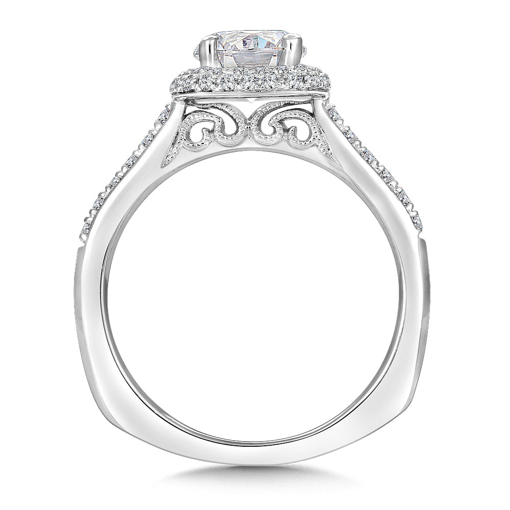 Cushion Shape Halo Diamond Engagement Ring — R9642W