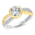 Semi-Bezel Spiral Diamond Engagement Ring — R9668WY