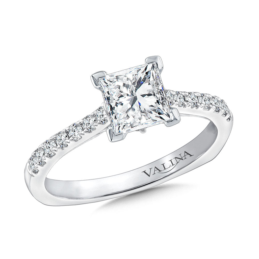 Princess-Cut Straight Diamond Engagement Ring — R9693W
