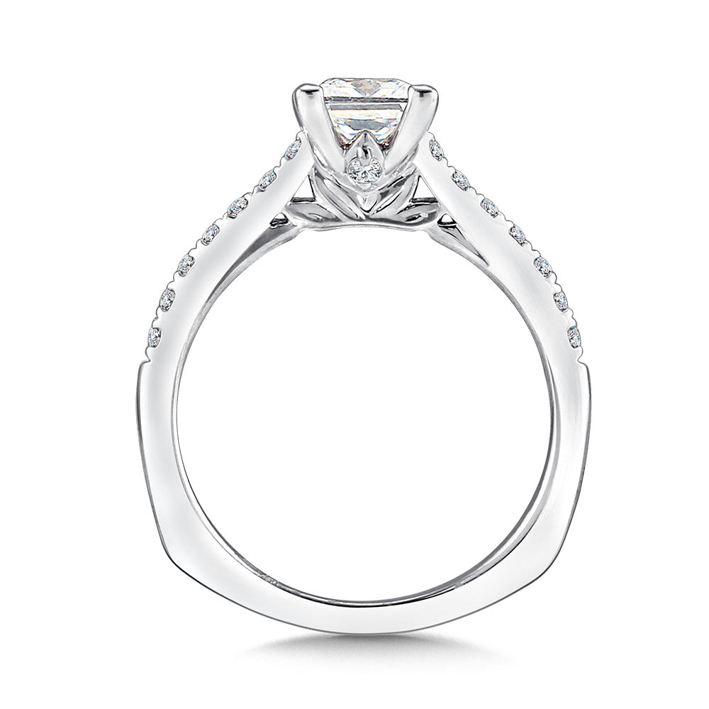Princess-Cut Straight Diamond Engagement Ring — R9693W
