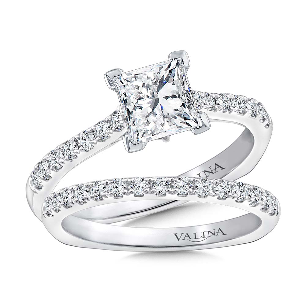 Princess-Cut Straight Diamond Engagement Ring — R9693W