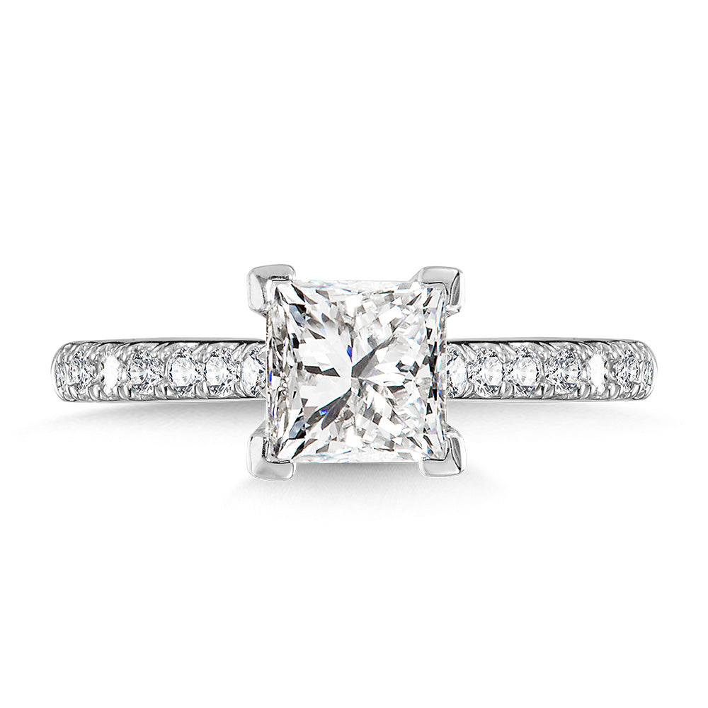 Princess-Cut Straight Diamond Engagement Ring — R9693W