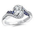 Spiral Diamond and Blue Sapphire Engagement Ring — R9766W-BSA