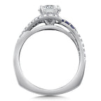 Spiral Diamond and Blue Sapphire Engagement Ring — R9766W-BSA