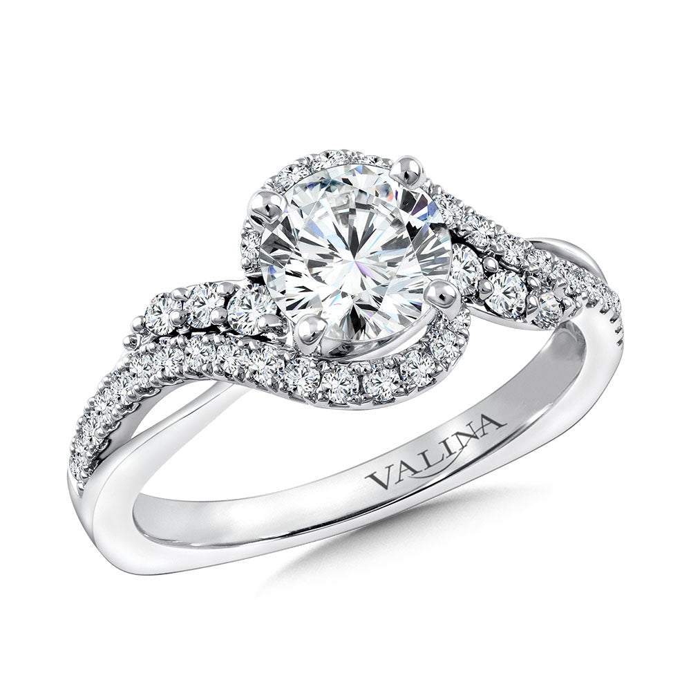 Spiral Style Diamond Engagement Ring — R9766W