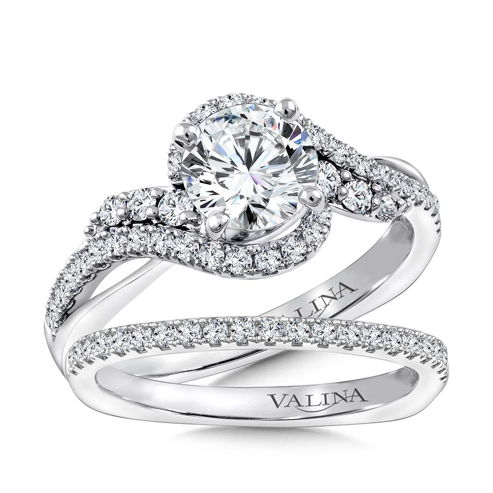 Spiral Style Diamond Engagement Ring — R9766W