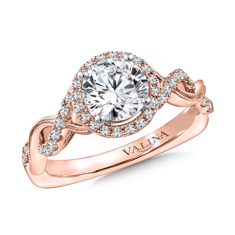 Criss Cross Diamond Halo Engagement Ring — R9773P