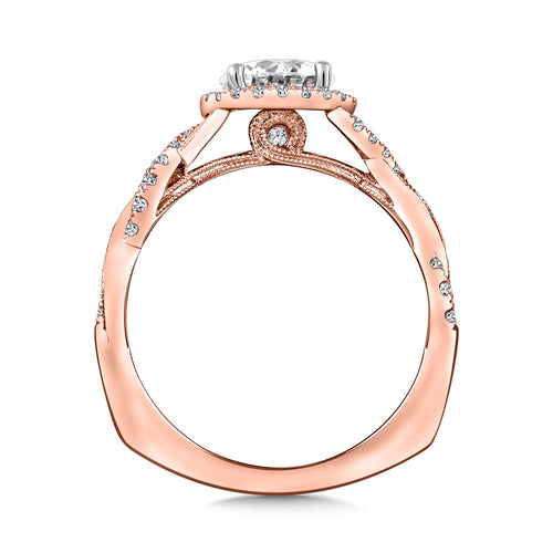 Criss Cross Diamond Halo Engagement Ring — R9773P