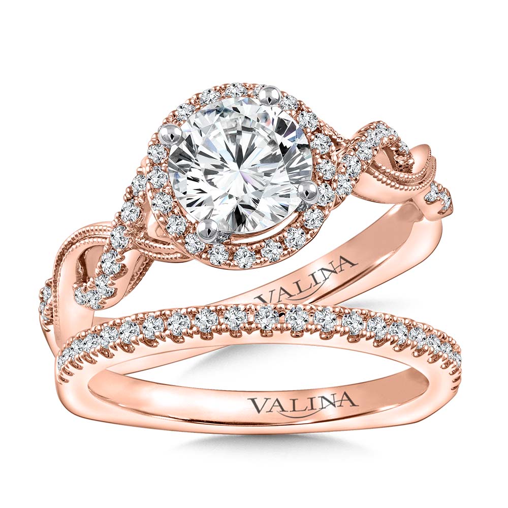 Criss Cross Diamond Halo Engagement Ring — R9773P
